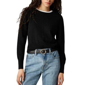 J. Crew 100% Cashmere Shrunken Crewneck Sweater NWT M Classic Black